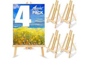 AROIC Wood Easels, Easel Stand for Painting Canvases, Art, and Crafts. (11.8 inch, 4 Pack), Tripod, Painting Party Easel, Kids Student Table School Desktop, Portable Canvas Photo Picture Sign Holder