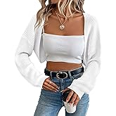 Women's Cardigan Shrugs Long Sleeve Knit Cropped Bolero Shrug Open Front Casual Cardigans for Dresses