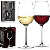 JBHO Crystal Wine Glasses - Hand Blown Red or White Wine Glasses -18 Ounce - Set of 2 - Lead-Free Premium Crystal - Long Stem Wine Glasses - Clear
