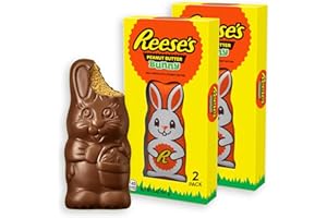 CHAIN & JO SWEETS Reeces Chocolate Easter Bunny 2 Pack - 5oz Milk Chocolate Peanut Butter Candy Box - Individually Wrapped Candy Easter Recess Orange Foil White Bunny - Ideal Easter Candy for Kids and Easter Gifts For Adults - Perfect For Easter Basket Stuffers - Sweet Candy Chocolate Pack - Office Candy Bunny Chocolate