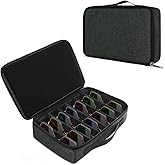 Bukere Travel Sunglasses Organizer Case, Adjustable Slot For Multiple Pairs, Portable Eyeglasses Storage Box for Men Women