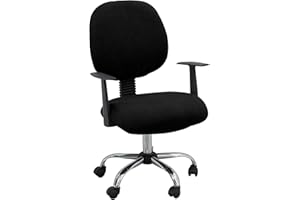 BIETYONE Office Chair Cover Thickened Jacquard Stretchable Computer Office Chair Covers,Retractable Office Gaming Chair Cover Protective,Dustproof Pet Scratch Resistant Office Desk Chair Cover,Black
