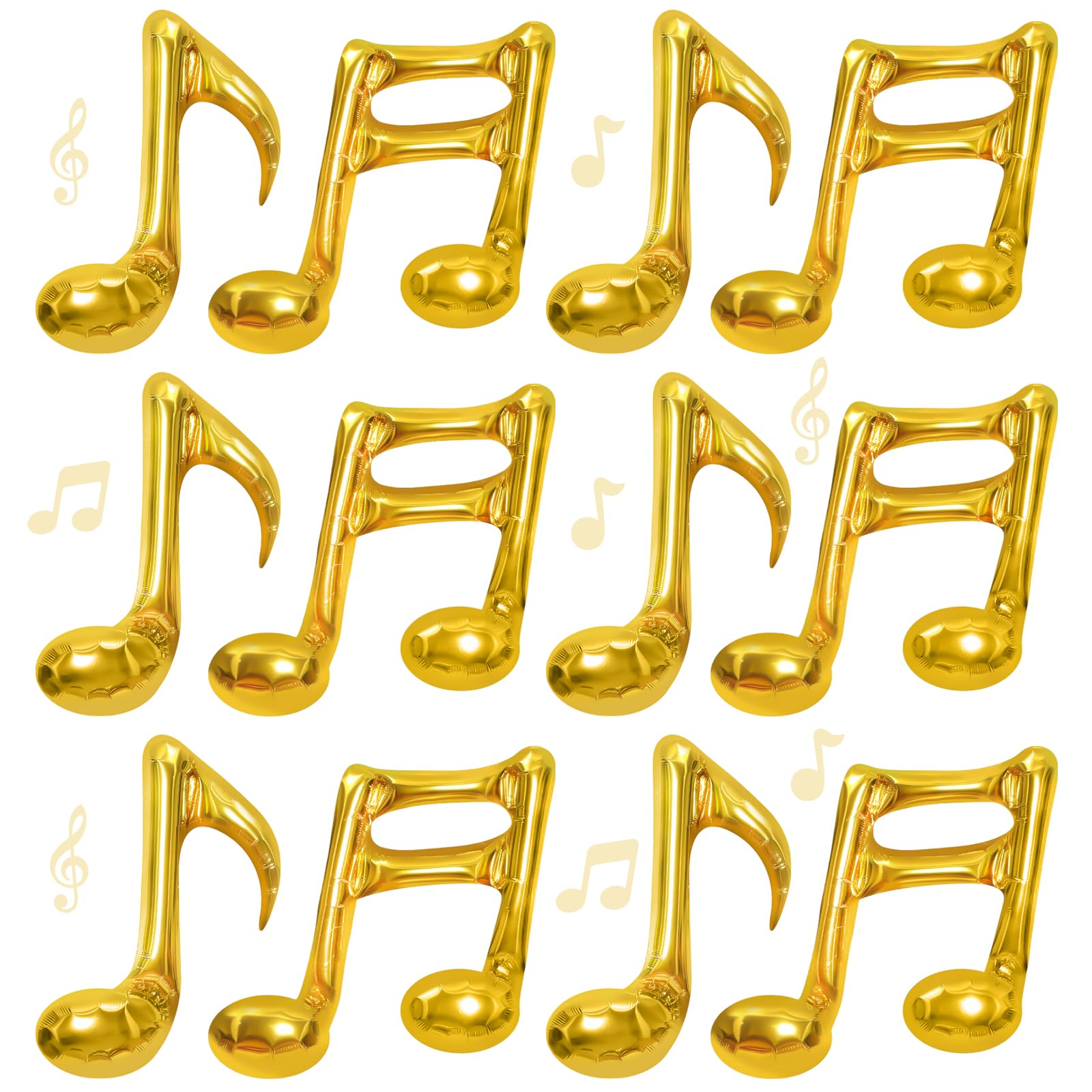 Photo 1 of Gold Music Note Balloons, 16Inch 12Pc Gold Quaver Aluminum Foil Balloons for Music Themed Birthday Baby Shower Outdoor Party Home Short Video Decorations
