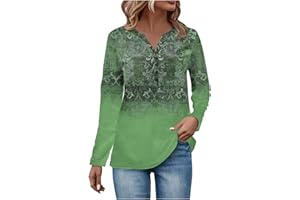 GOFULY Womens Tshirts Fall Oversized Cotton Cotton Tops Long Sleeve Henley Neck Button Down Tunic Shirts Tie Dye Sweatshirt