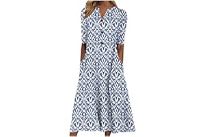 BILQIS Summer Maxi Dress for Women 2024 Floral Print Dresses Button V Neck Short Sleeve Sundress Flowy Boho Beach Party Dress