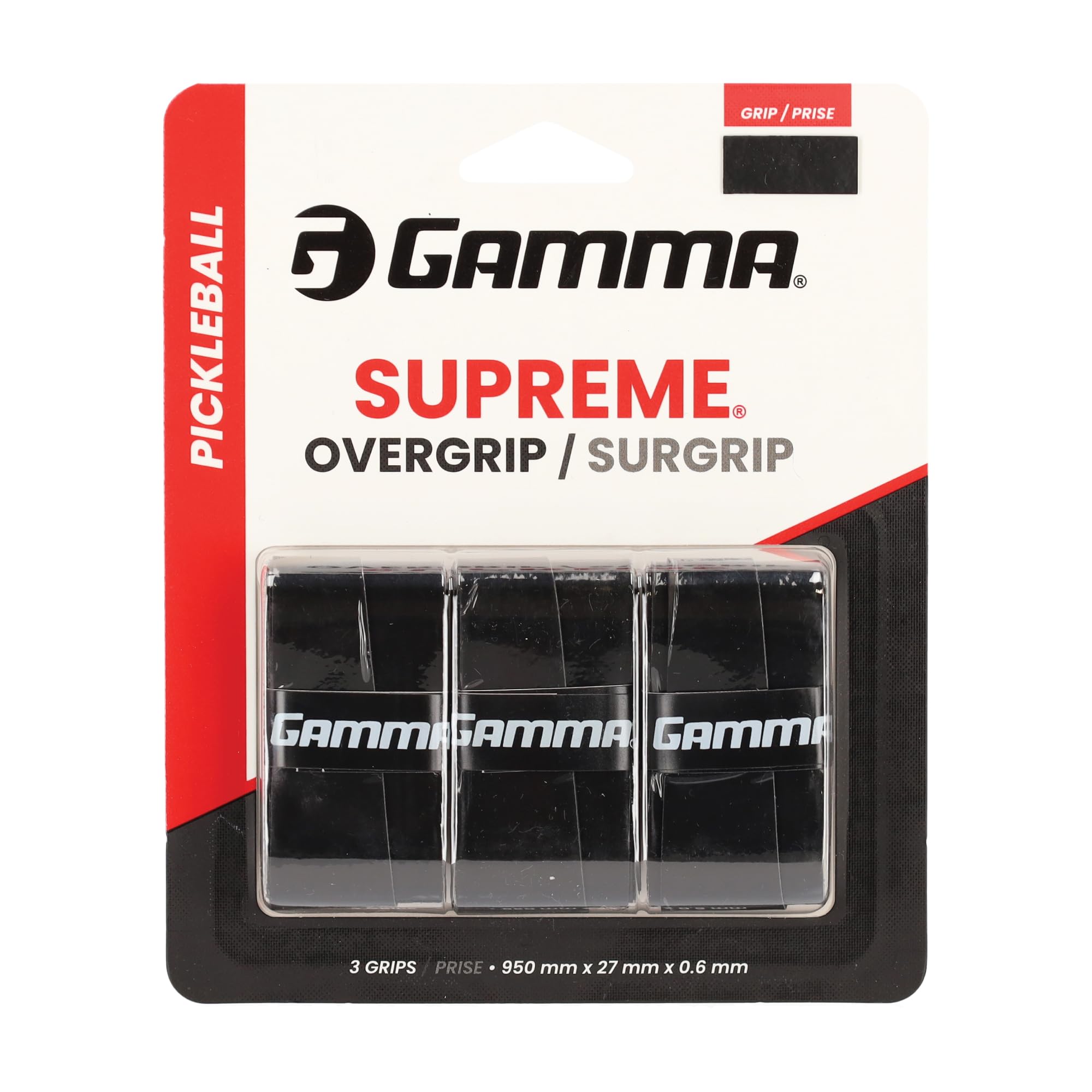 GAMMA Sports Pickleball Supreme Overgrip, Black