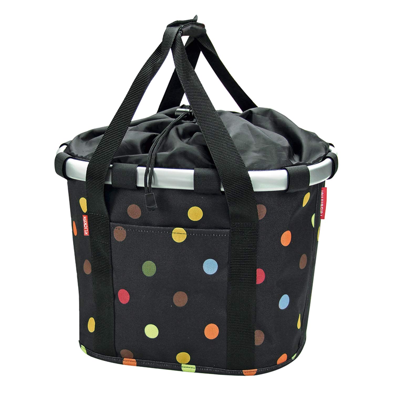 Rixen und Kaul Unisex Styrke foldekurv bikebasket dots Klickfix handlebar folding basket, black, 15 litres EU