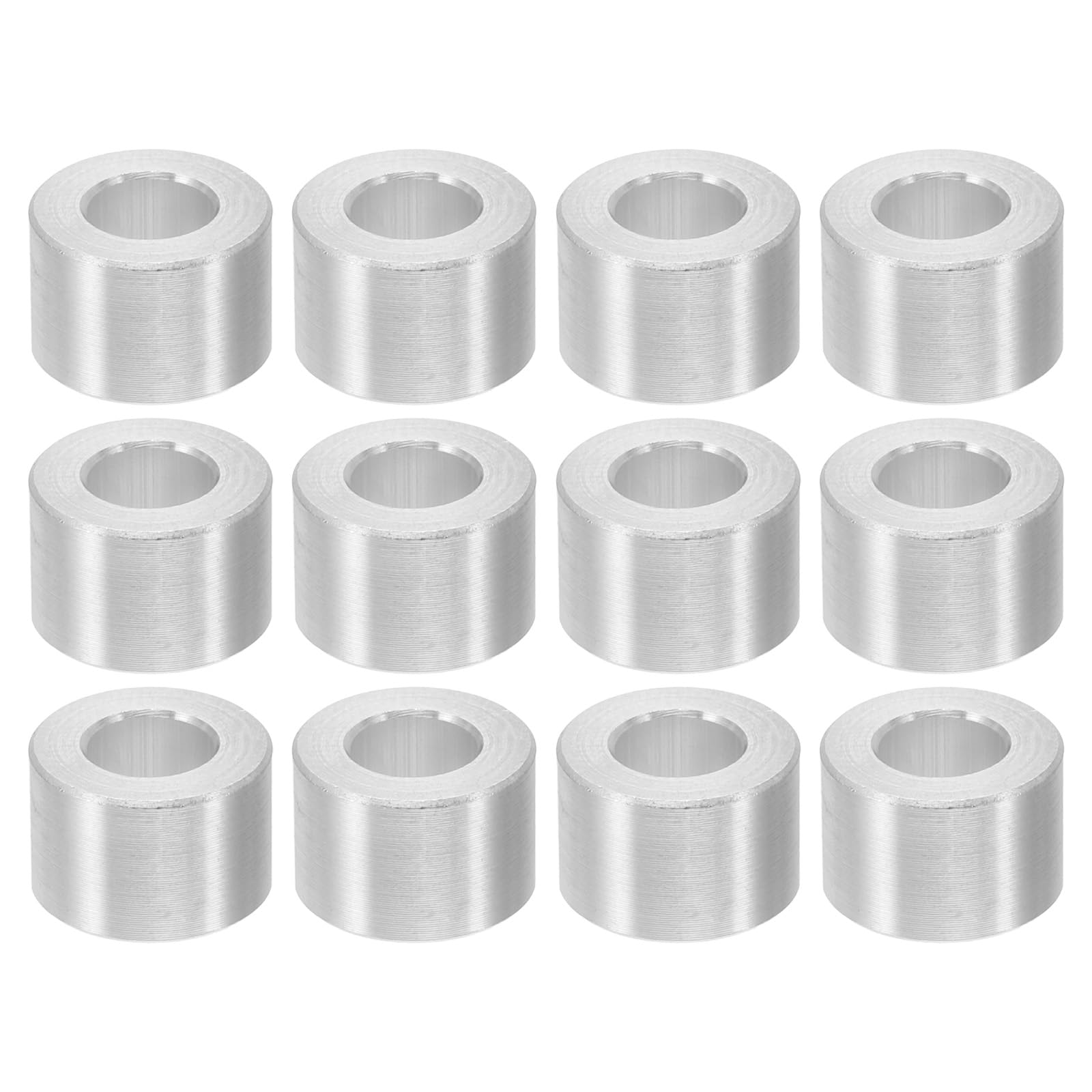 PATIKIL M6 Aluminum Spacers, 12 Pcs Metal Spacers Aluminum 6.2mm ID x 12mm OD x 8mm l Aluminum Spacer Screw Standoff Round for 1/4 or M6 Screw Bolts