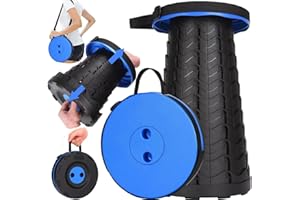 Fishboy Upgraded Collapsible Stool, 400lbs Max Weight, Lightweight But Sturdy, Portable Retractable Folding Telescoping Foldable Camping Stool for Adults Outdoor Fishing Hiking Travel BBQ