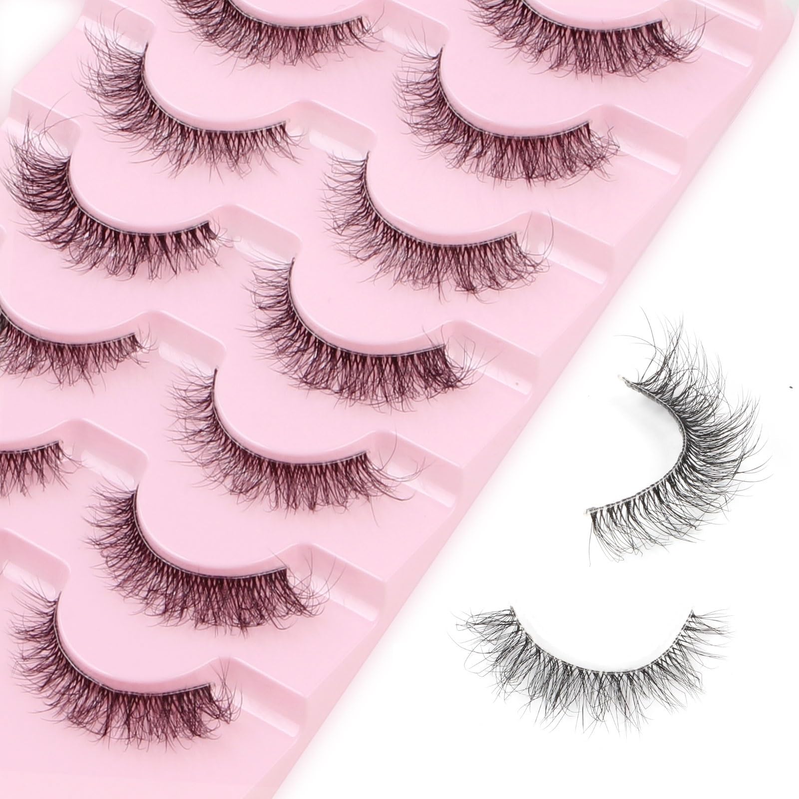 Parriparri Cat Eye Lashes Fluffy Wispy Eyelashes Natural Look 7 Pairs False Eyelashes with Clear Band Soft Fake Lashes Mink — image 1