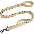 OutdoorMaster Bungee Dog Leash, Heavy Duty Dog Leash with Shock Absorption, 2 Padded Handles Training Leash, Improved Dog Safety and Comfort (Tan, 4 FT)