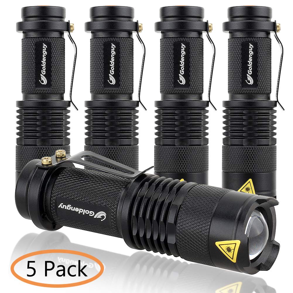 5 Pack Ultra Bright LED Flashlight Torch 7w 300lm Adjustable Focus