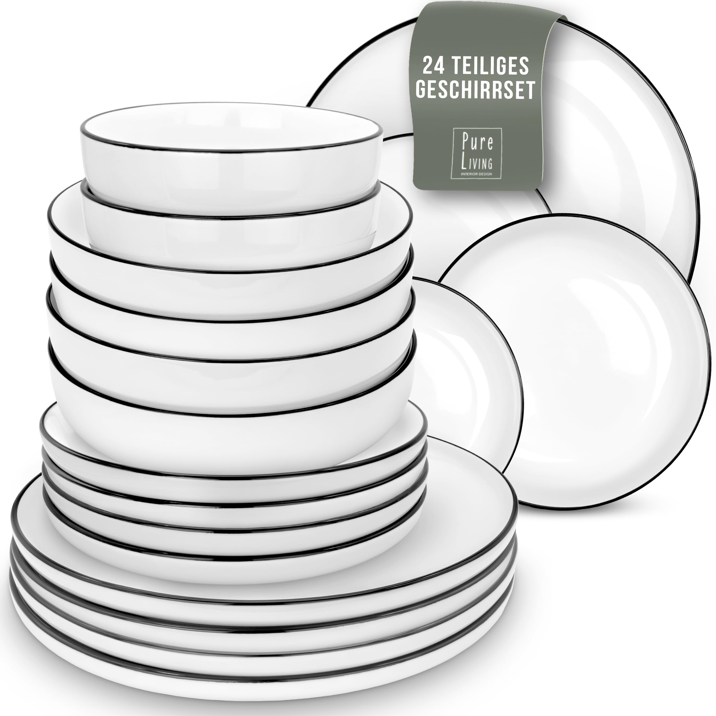 Mua Geschirrset 6 Personen Scandi Style - Premium Porzellan weiß 24 Teile - Geschirr Set für Spülmaschine und Mikrowelle - Tafelservice, Schüssel- und Teller Set - Stilvolles Essgeschirr, Geschirr trên Amazon Đức chính hãng 2026