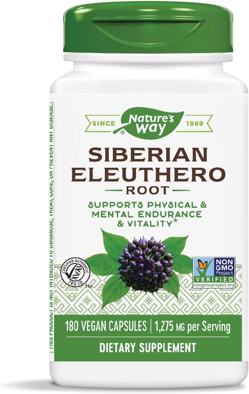 Nature's Way Premium Herbal Siberian Eleuthero, 1,275 mg per serving, 180 Capsules: Health & Personal Care