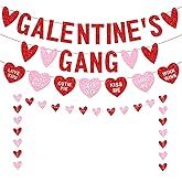 Galentines Gang Banner with Love Hearts,Happy Galentine’s Day Banner Garland Banner,Galentines Day Party Decorations,Happy Valentines Day Decorations,Girl Lady Galentines Day Party Decor GTG