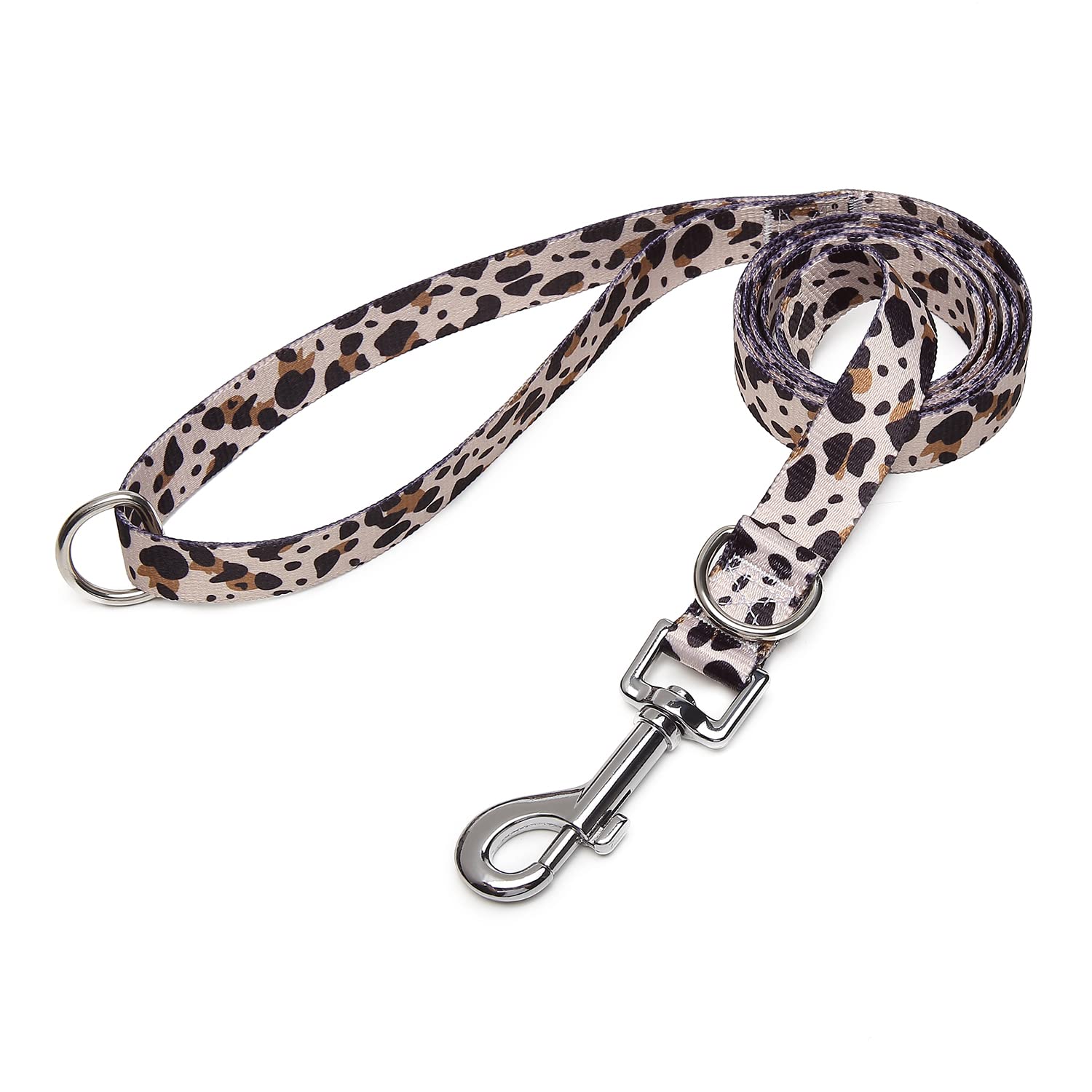 Suredoo Soft Nylon Dog Lead Leash with Colorful Patterns, Comfortable Strong Dog Training Walking Lead Leashes with 2 D-ring for Small Medium Large Dogs, (Leopard)