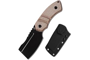 KANSEPT Knives Korvid S Fixed blade Knife with 2.9''14C28N Blade Cleaver Brown Micarta Handle, Kydex Sheath for Everyday Carry G2030A4