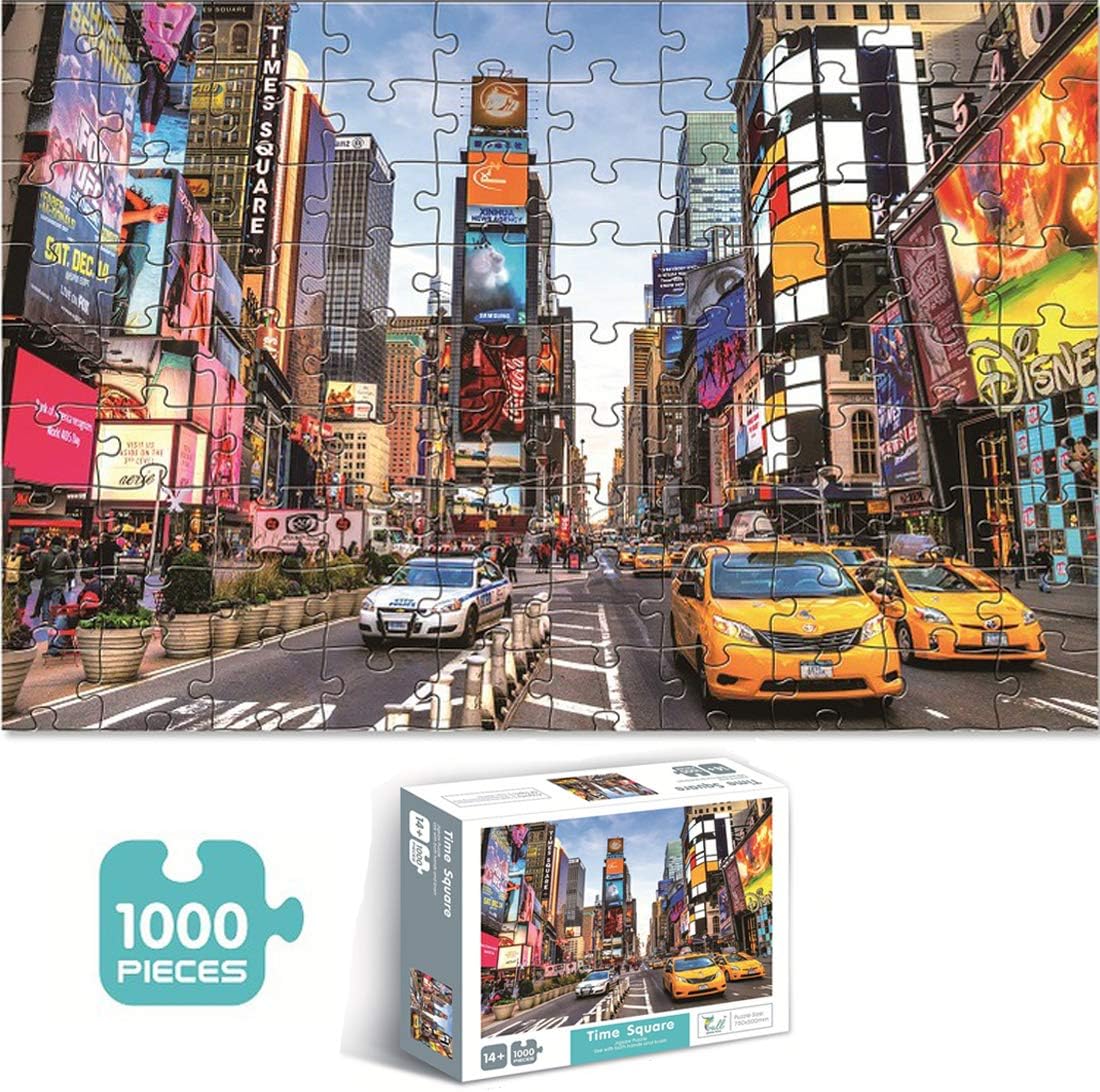 1000 Pieces Paper Jigsaw Puzzles for Adults, Time Square Landscape Puzzles, Educational Toys for 14 Years Old Children and Kids, Boys and Girls Birthday Gifts,27.5x19.7 inches