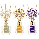 Airkeep Reed Diffuser Set of 3,Clean Linen Cashmere Vanilla Lavender Garden Oil Reed Diffusers for Bedroom Living Room Office Aromatherapy Oil Reed Diffuser for Gift 50ml x 3