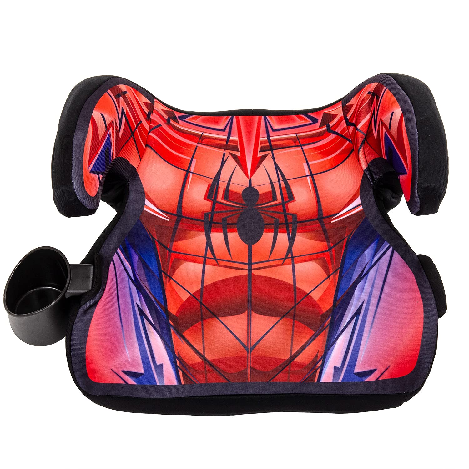 KidsEmbrace Marvel Avengers Spider-Man New Suit Backless Booster Car Seat with Seatbelt Positioning Clip, Red, Blue, and Black