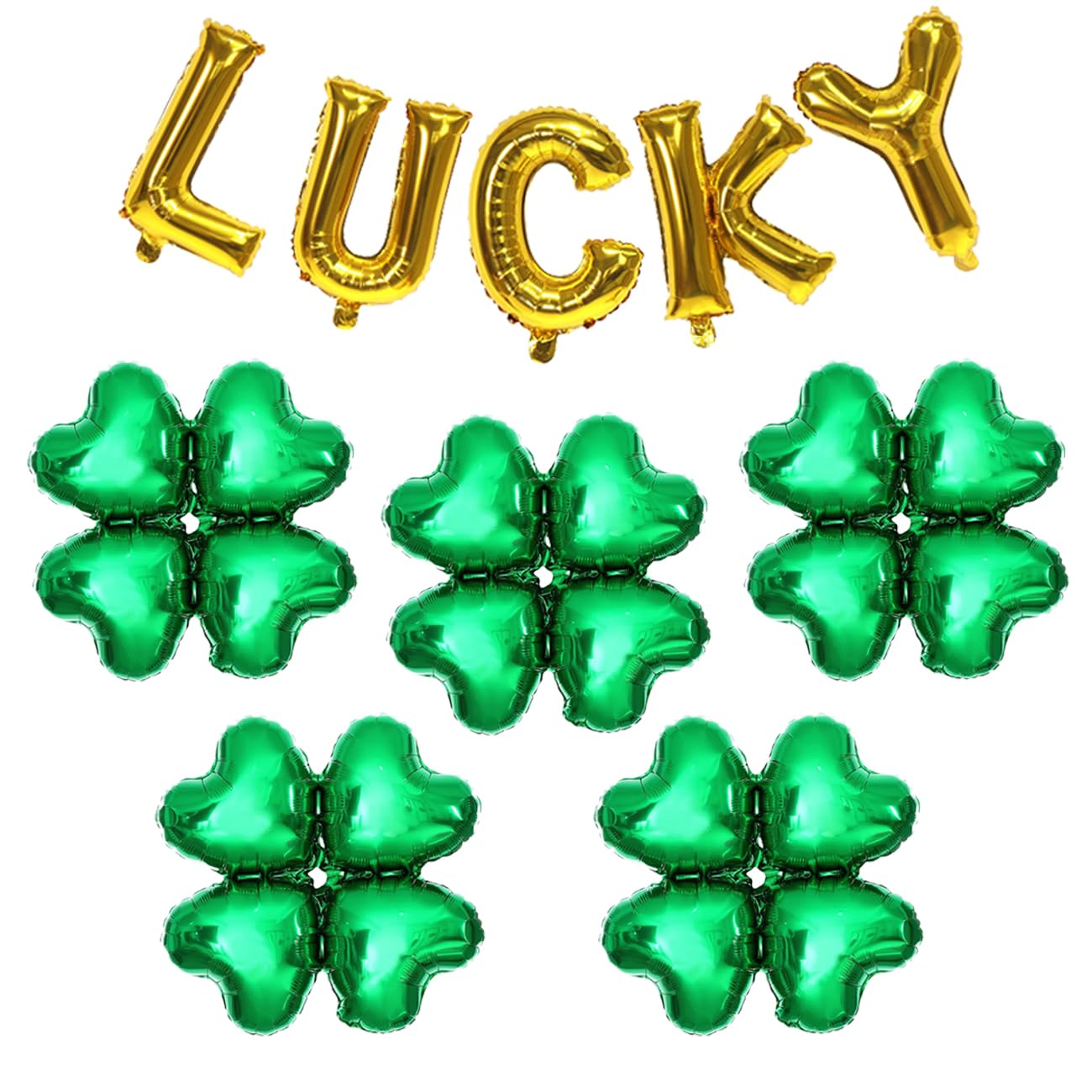 Photo 1 of 10 Pcs St Patricks Day Balloons Luck Balloons Green Four Leaf Shamrock Balloon for St Patricks Day Party Decorations