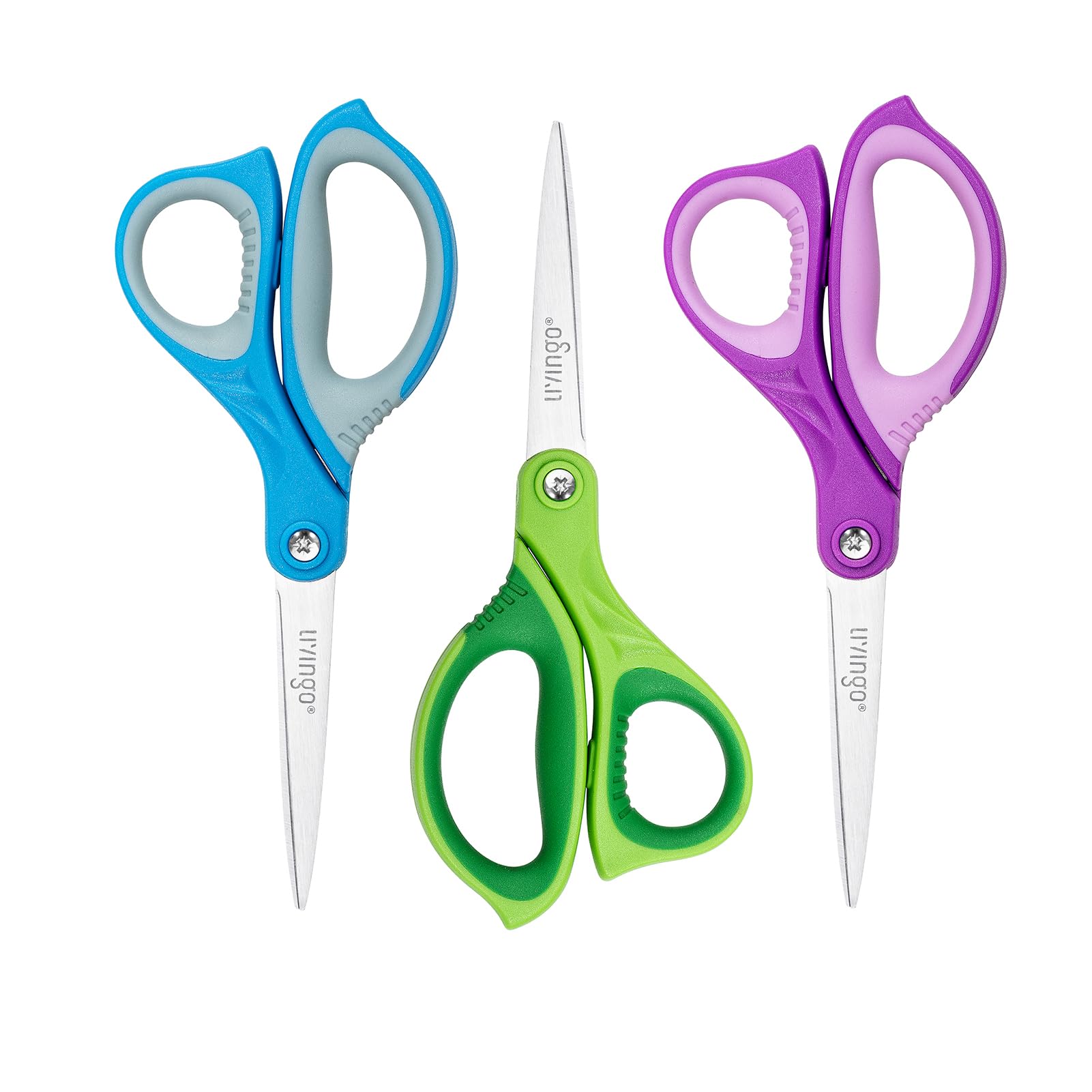 LIVINGO Children's Scissors - Soft Touch, Premium Sharp Stainless Steel Shears for Cutting Paper Wrapper Photos Fabrics Material, for Kids Student Adults Home Office and School College
