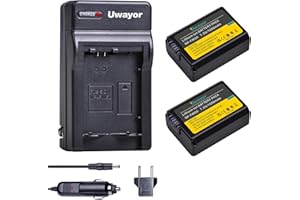 Uwayor 2 Pack NP-FW50 Battery and USB Charger for Sony Alpha A6000, A6100, A6300, A6400, A6500, A5100, A5000, A3000, A7, A7 I