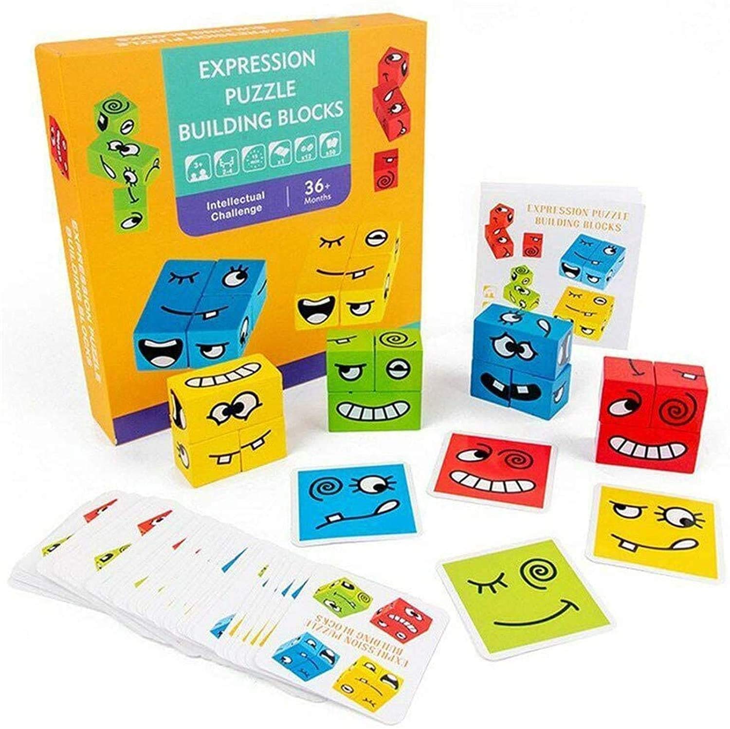 Face-Changing Rubik's Cube Building Blocks for Children, Funny Expression Puzzle Colorful for Kids' 