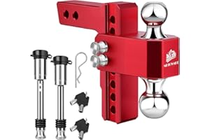 METOWARE Adjustable Trailer Hitch - Aluminum Tow Hitch Fits 2-Inch Receiver - Heavy Duty Drop Hitch with 6-Inch Drop/Rise for