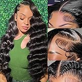 OVEOOZ 30 Inch Body Wave Lace Front Wigs Human Hair Pre Plucked 13x6 HD Lace Frontal Wigs Real Human Hair 200 Density Glueless Wig with Baby Hair Body Wave Wigs for Black Women Natural Black