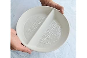 Jinshcare Ceramic Divided Plate for Baking, 9in Baking Dish, Half Pie Pan Baker, Salad Plate Snack Bowl, Portion Control Plat