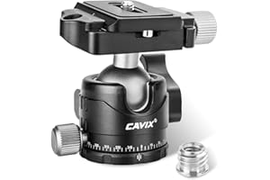 Low Profile Ball Head, CAVIX H-29S Camera Tripod Head Metal Ball Head with Arca Swiss Quick Release Plate Bubble Level Load Capacity 22 Lbs/10kg…