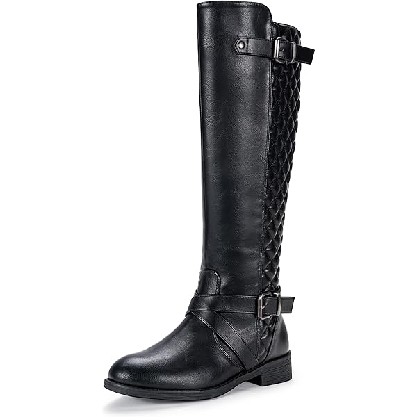 Amazon.com | Vepose Women's Black Knee High Boots, Fashion Riding