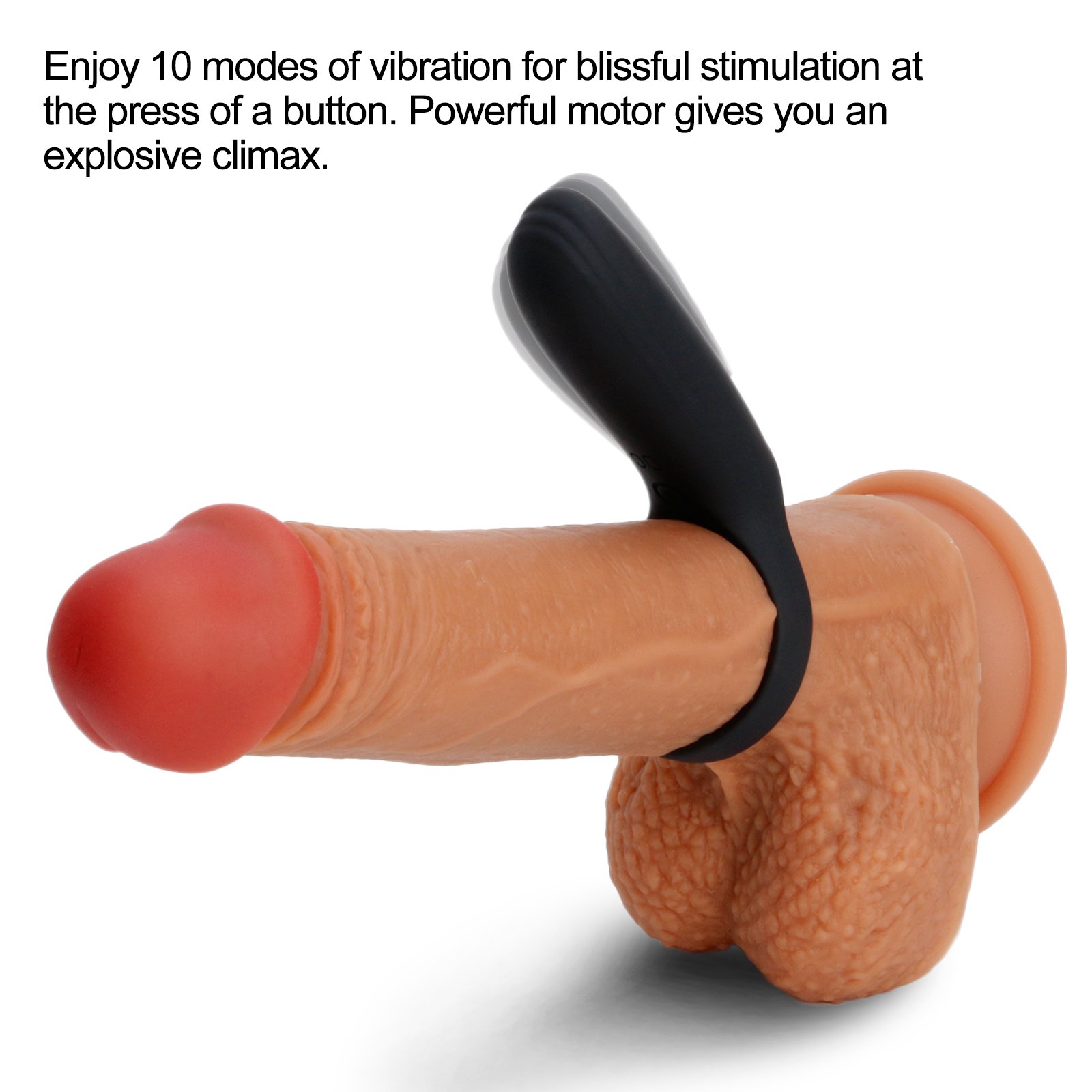 Cockring Vibrator Vibrierend mit Klitorisstimulator Silikon Penisring 10-Vibration Sexspielzeug für Männer, Ø 33 mm (Schwarz)
