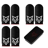 Mobile Phone Game Finger Sleeves [6pcs], Anti-Sweat Breathable,Gaming Sleeve,Thumbs Finger Gloves Cover Sleeve for League of Legend, PUBG, Rules of Survival, Knives Out (Black [Carbon Fibre])