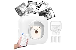 UltraSense Mini Sticker Printer, X7 Pocket Themal Printer, Sticker Maker Machine, Portable Bluetooth Phone Printer with 3 Rolls Thermal Paper for DIY Creation, Study Notes, Photo etc...