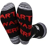 JXGZSO Horror Movie Lover Gift Funny Clown Socks Art Was Here Halloween Themed Gift Scary Movie Socks