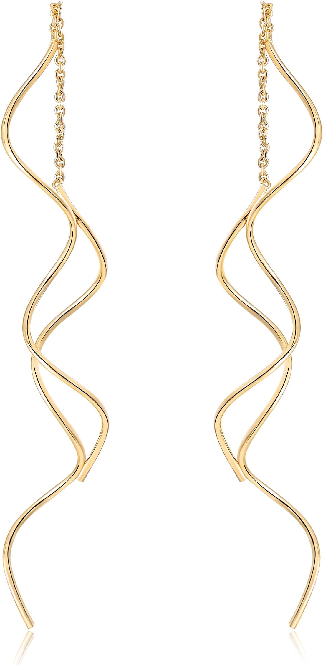 Acefeel Fresh Style Exquisite Threader Dangle Earrings Curve Twist Shape for Women's Gift E158