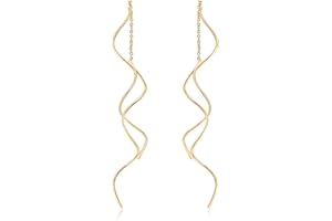 Acefeel Fresh Style Exquisite Threader Dangle Earrings Curve Twist Shape for Women's Gift E158