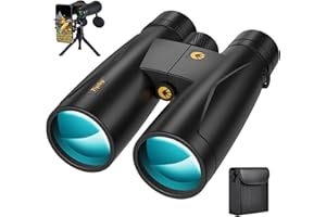 Fiyxlop 12x50 Plus HD Binoculars for Adults High Powered, Waterproof Binoculars with Phone Adapter, Super Bright Large View Binoculars for Bird Watching, Hunting, Stargazing