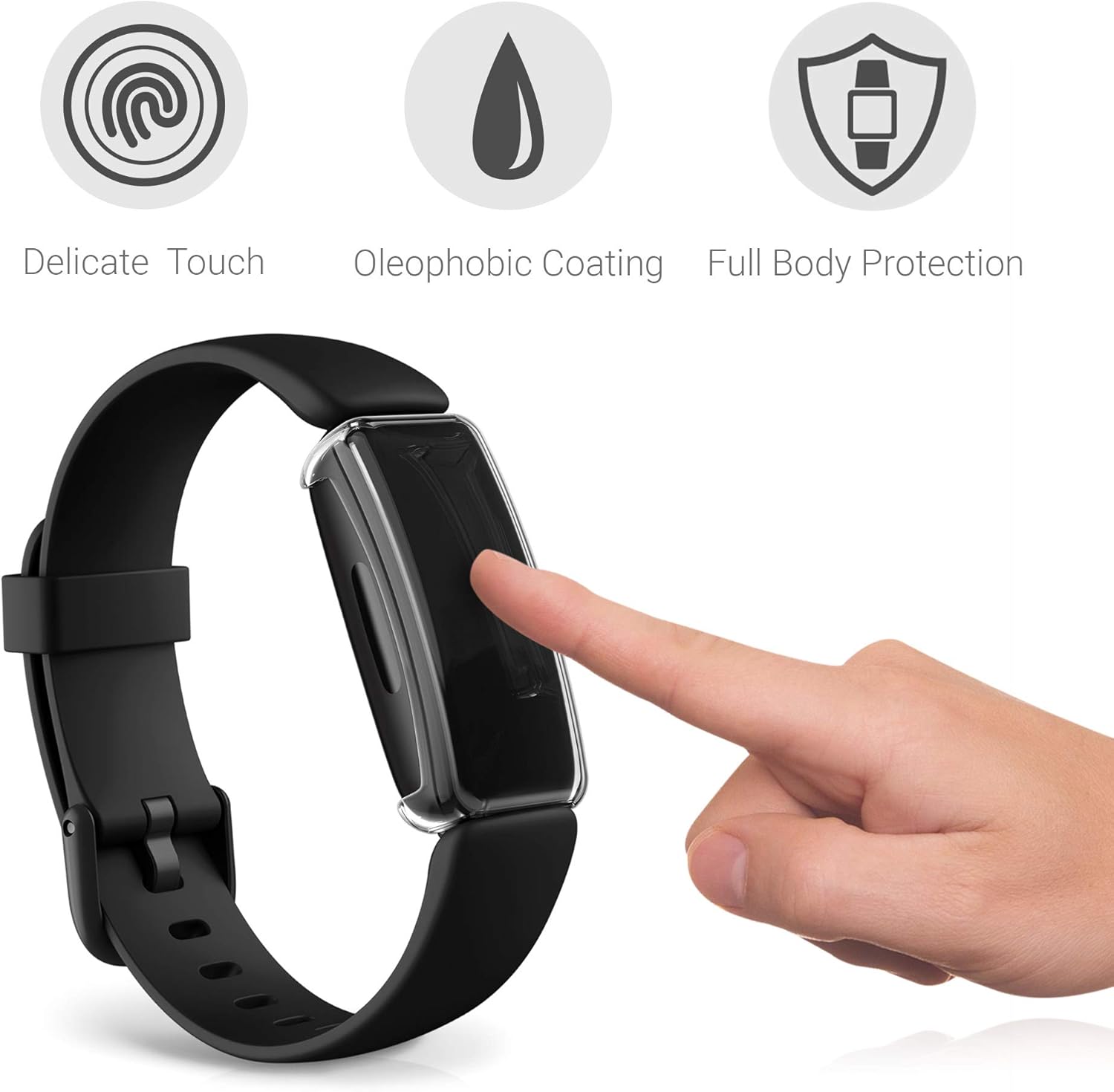 kwmobile 2x Cover with Screen Protector for Fitbit Inspire 3 / Inspire 2 / Ace 3 Case, TPU Silicone Fitness Tracker Cover Set - Image 4