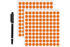 AURTHO 2000 Pcs 3/4" Garage Sale Price Stickers Sheets, Orange Yard Sale Price Stickers, Round Color Coding Labels, Circle Dot Sticker for Home Decorative, Office, Classroom, Papers Etc
