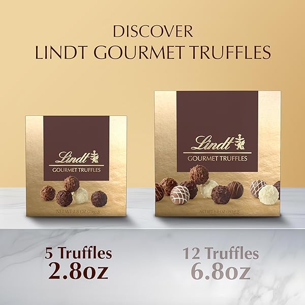 LINDT GOURMET TRUFFLES CHOCOLATE CANDY TRUFFLES GIFT BOX, ASSORTED CHOCOLATE TRUFFLES, 2.8 OZ.