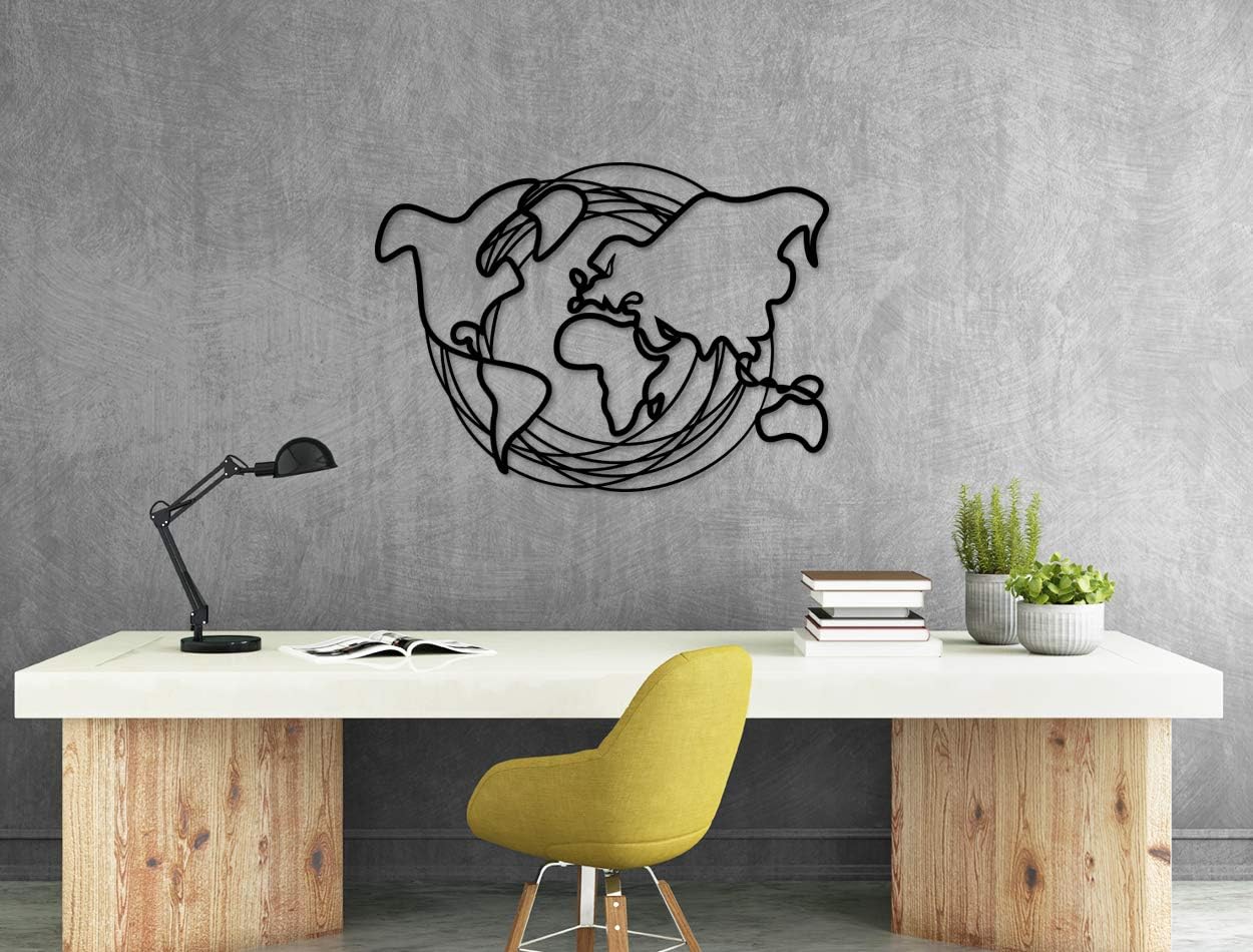 Amazon Com Febros Metal Wall Art Horizontal Earth World Map Black 31 5 X22 8 80x58cm Metal Wall Map Metal Wall Map Decor Black Dyed Metal Wall Decor Metal Home Decoration Black Metal Wall Map Design Metal
