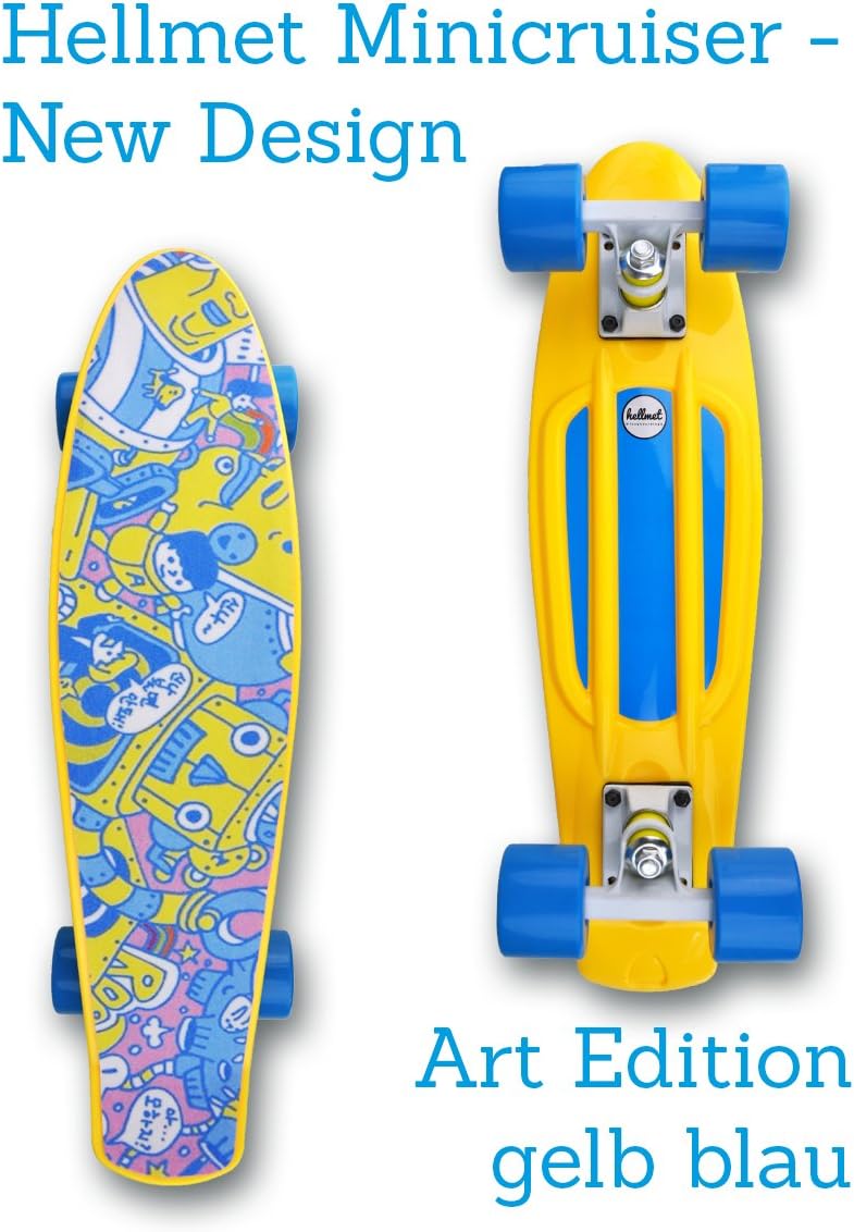 Hellmet Minicruiser Skateboard 22 "Penny Style Board-Longboard Art Design, Grip Tape