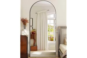 Furnbar Full Length Mirror,71"x32" Arched Full Body Mirror,Floor Mirror with Stand,Body Mirror Standing Hanging Leaning Against Wall,Aluminum Frame Large Mirror for Bedroom Cloakroom,Living Room,Black