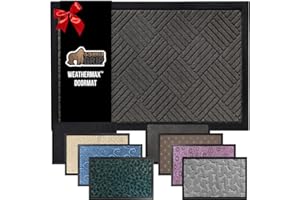 GORILLA GRIP Durable Natural Rubber Door Mat, Waterproof, Low Profile, Heavy Duty Welcome Doormat for Indoor and Outdoor, Eas