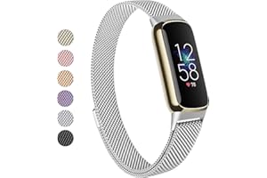 Vanjua Metal Band Compatible with Fitbit Luxe Bands, Stainless Steel Mesh Loop Adjustable Wristband Replacement Strap for Fitbit Luxe/Luxe Special Edition Fitness Tracker Women Men