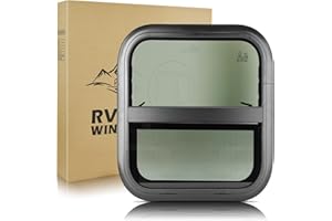 RVSURVE RV Window Vertical Slide 14" W x 22" H – Ultra Thick Tempered Glass – DOT Certified RV Replacement Windows with Trim Rings for 1-1 5/8" Wall – Camper Windows Replacement with Net Screen