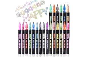 ZSCM QUALITY DECIDES THE FUTURE Outline Metallic Markers Set, ZSCM 21 Colors Super Squiggles Double Line Paint Pens Outline Markers, for Drawing Coloring, Greenting Card Writing, Art Crafts Projrcts, Metal, Wood, Ceramic, Glass